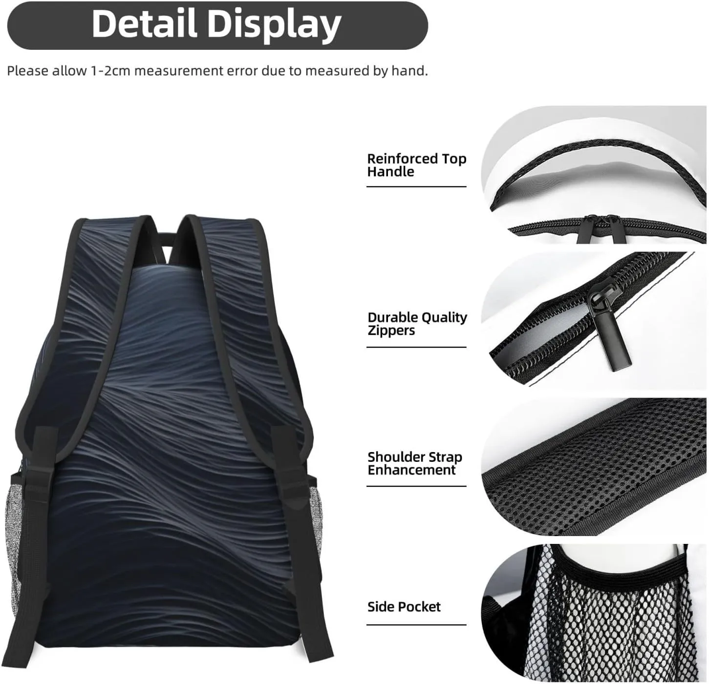 Travel Backpack for Women Carry on Backpack Deep black waves Lightweight Laptop Backpack for Men