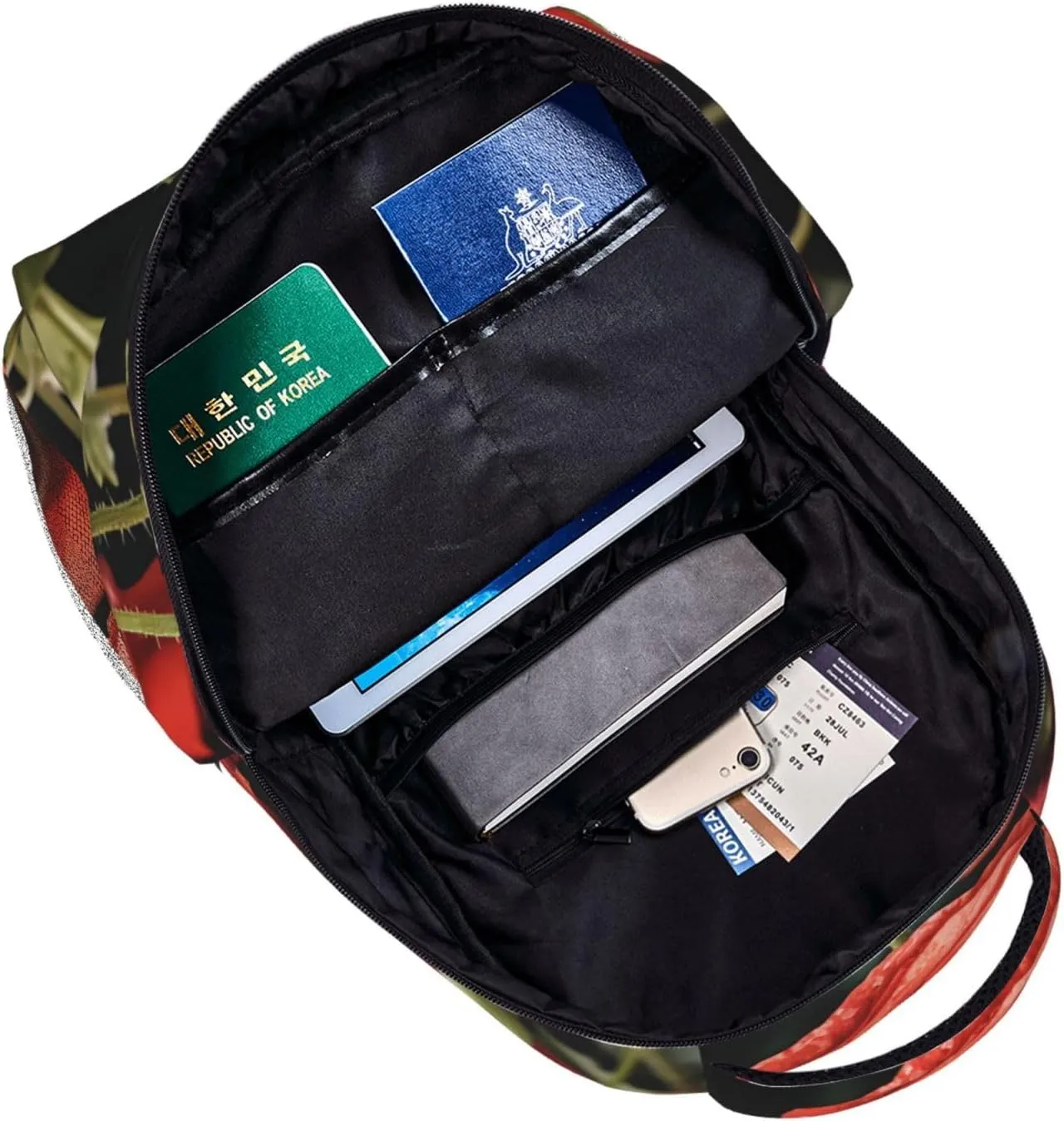 Travel Backpack for Women Carry on Backpack Red Poppy Flowers Leaves Lightweight Laptop Backpack for Men