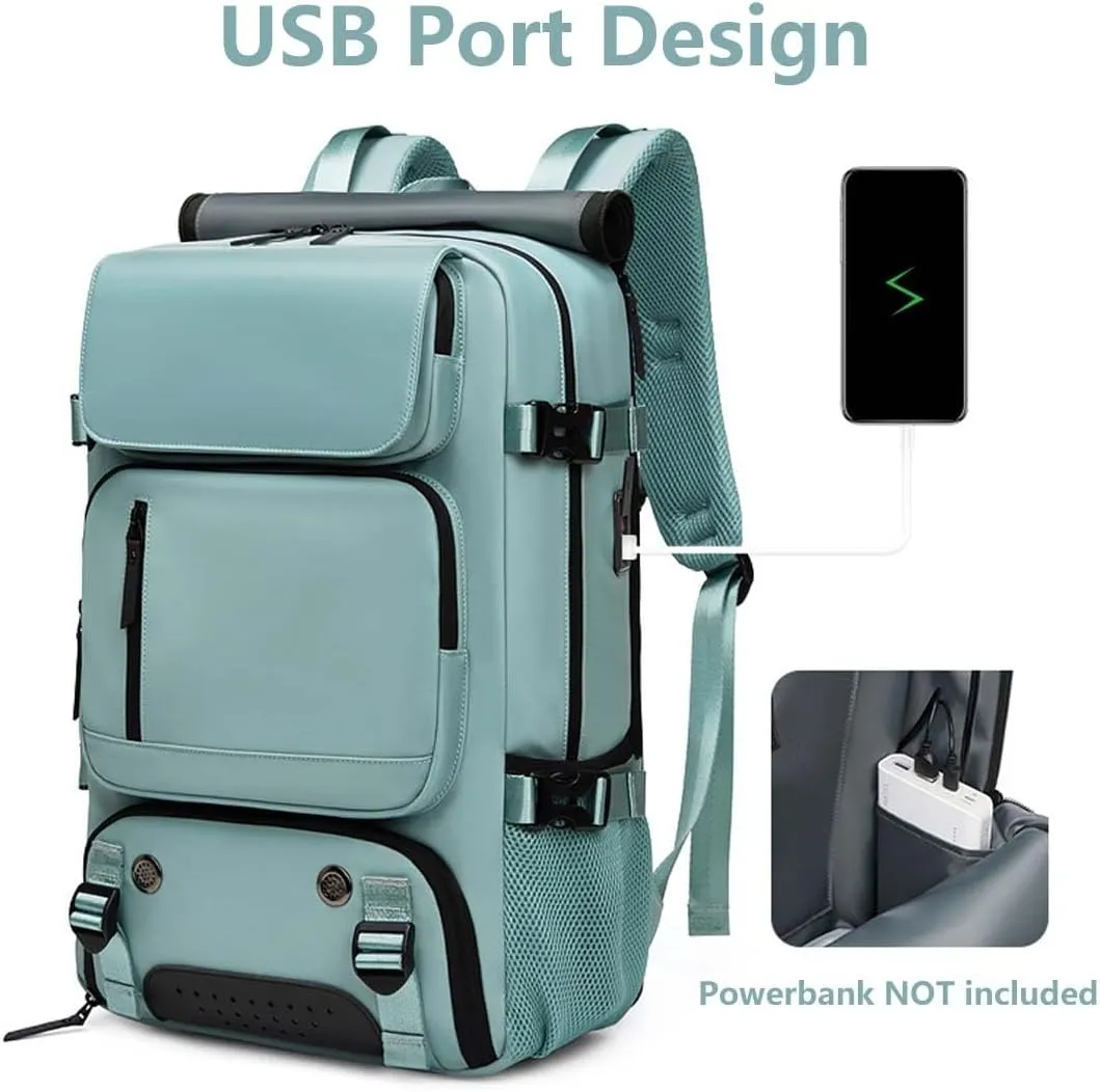 Travel Backpack for Women Men Carry On Backpack fits 16” Laptop Waterproof Convertible Backpack with Shoe Compartment (Grey)
