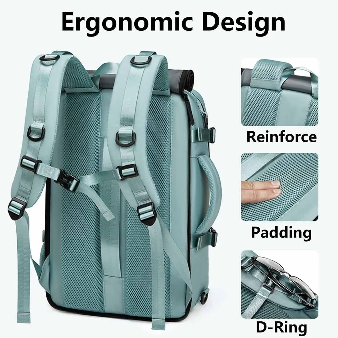 Travel Backpack for Women Men Carry On Backpack fits 16” Laptop Waterproof Convertible Backpack with Shoe Compartment (Grey)