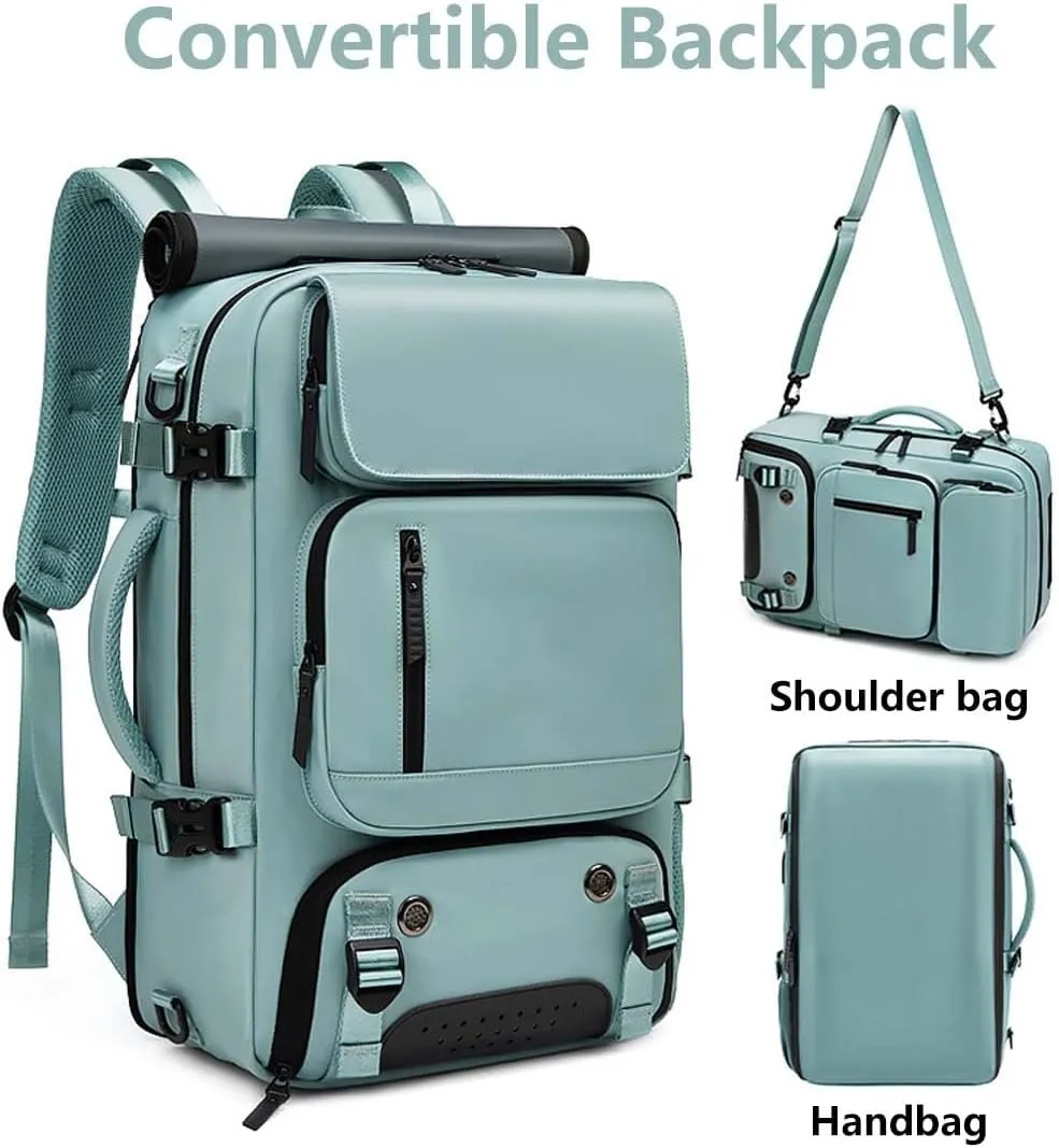 Travel Backpack for Women Men Carry On Backpack fits 16” Laptop Waterproof Convertible Backpack with Shoe Compartment (Grey)
