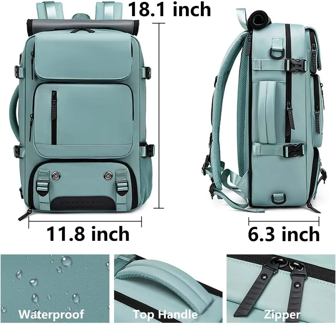 Travel Backpack for Women Men Carry On Backpack fits 16” Laptop Waterproof Convertible Backpack with Shoe Compartment (Grey)