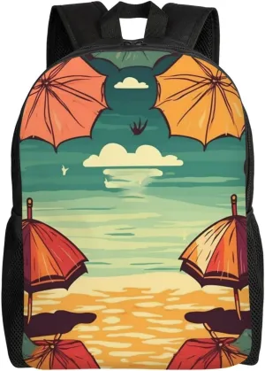 Travel Backpack for Women Men Carry On Backpack Waterproof 15.6inch Laptop Backpack Umbrellas on the beach