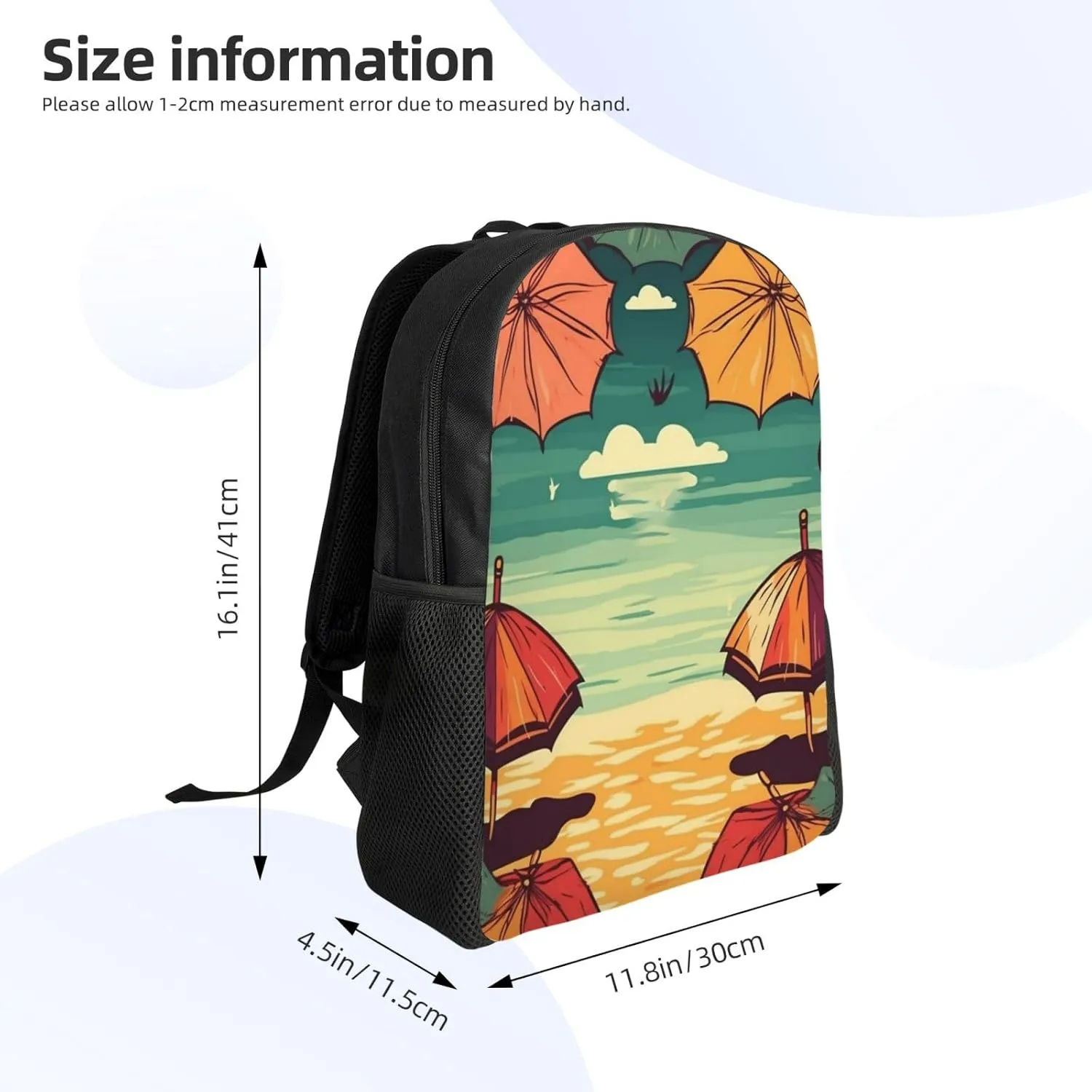 Travel Backpack for Women Men Carry On Backpack Waterproof 15.6inch Laptop Backpack Umbrellas on the beach