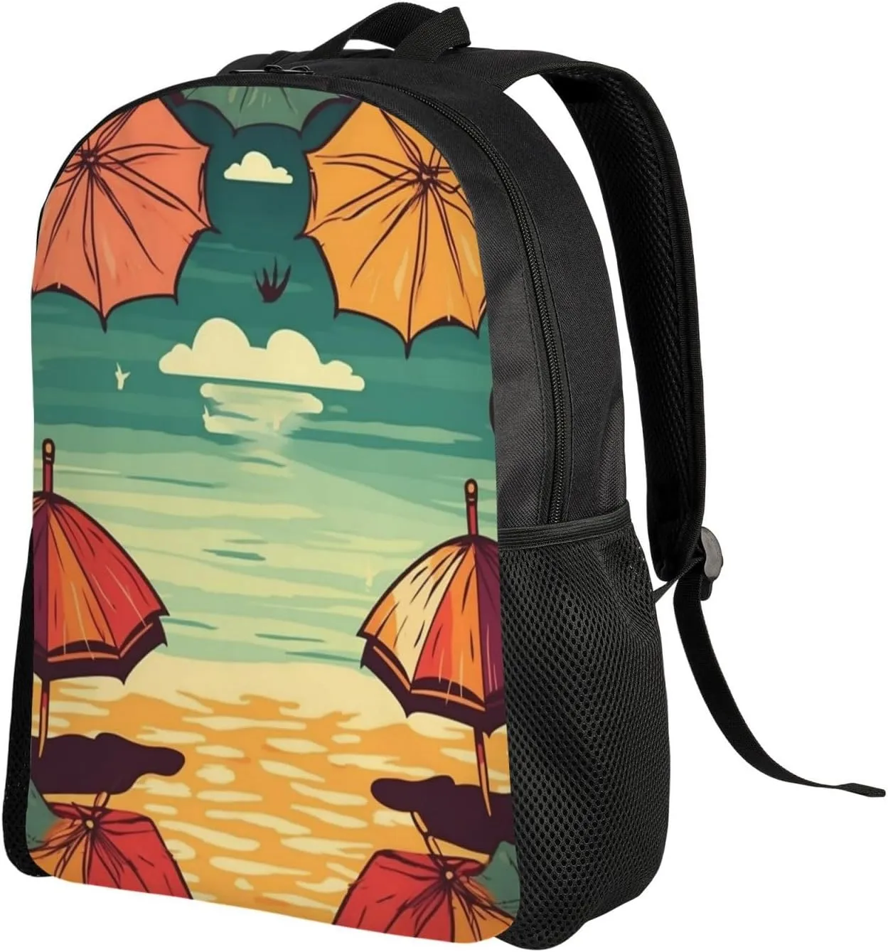 Travel Backpack for Women Men Carry On Backpack Waterproof 15.6inch Laptop Backpack Umbrellas on the beach