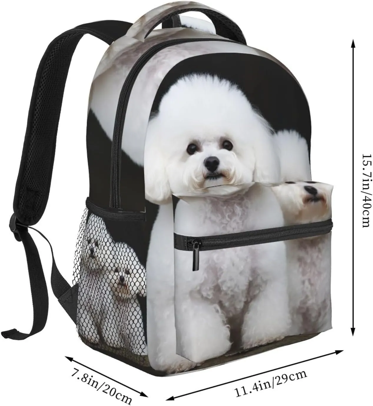Travel Backpack for Women Men Casual Carry On Back Pack Bichon Frise 15.6inch Laptop Backpack