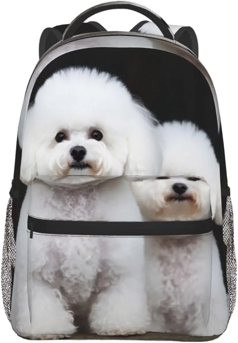 Travel Backpack for Women Men Casual Carry On Back Pack Bichon Frise 15.6inch Laptop Backpack