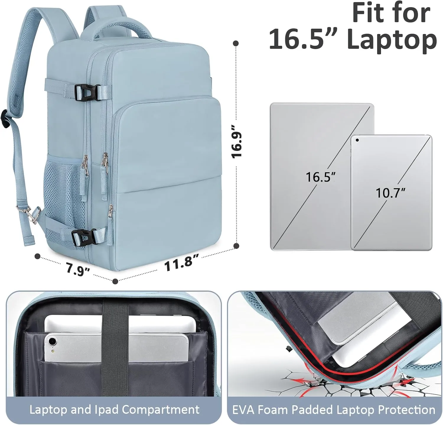 Travel Backpack for Women Men,Travel Laptop Backpack w/USB Charging Port, Waterproof Travel Backpack Carry On Flight Approved,Weekender Business Hiking Bag,Laptop Backpack 15.6 inch