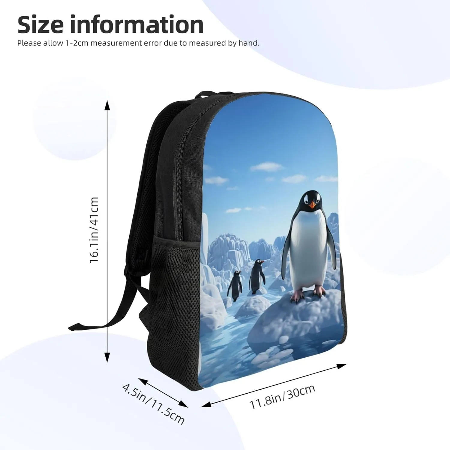 Travel Backpack Penguin Antarctica Ice Carry on Backpack Lightweight Business 16inches Laptop Backpack for Men Women