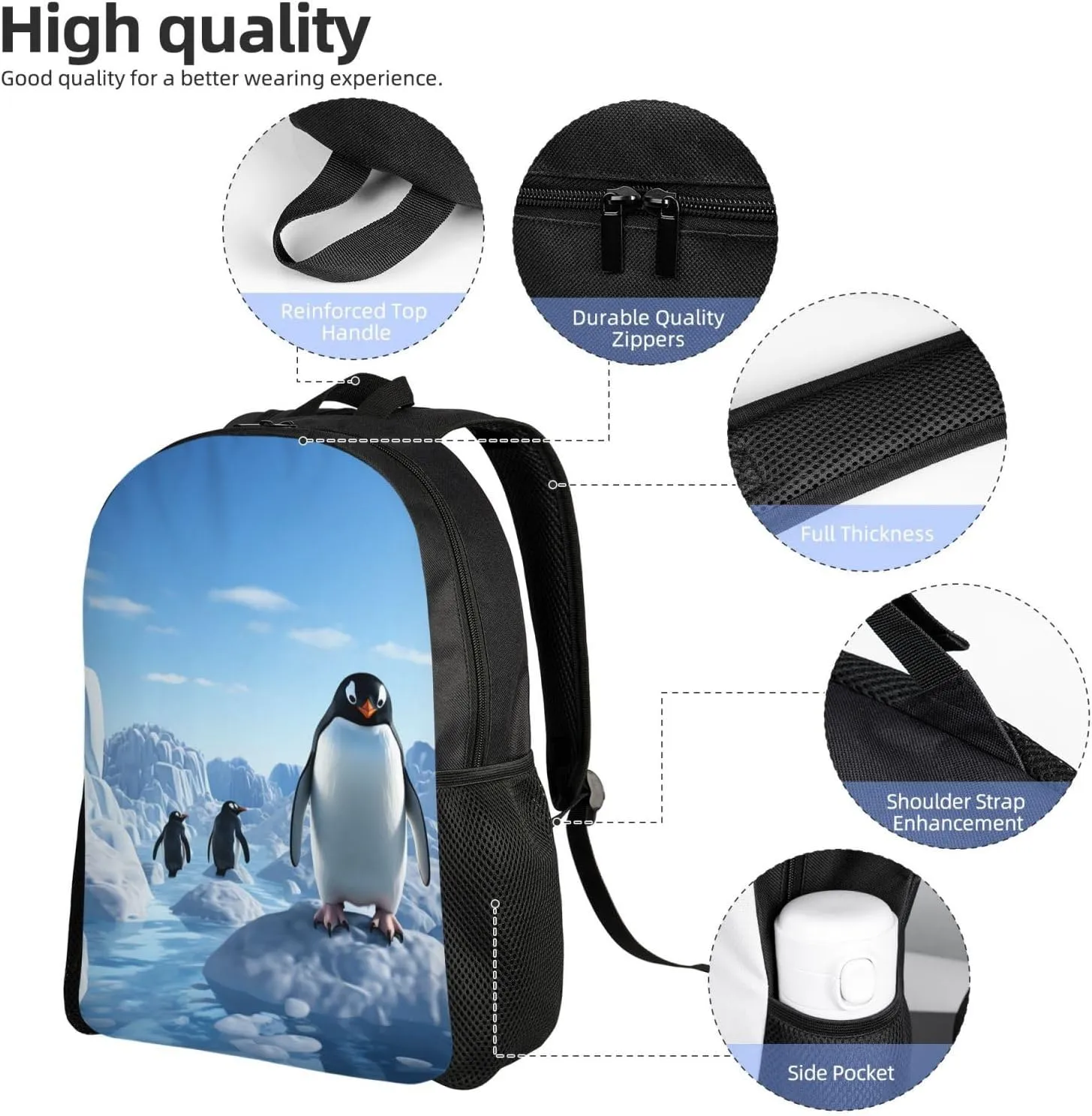 Travel Backpack Penguin Antarctica Ice Carry on Backpack Lightweight Business 16inches Laptop Backpack for Men Women