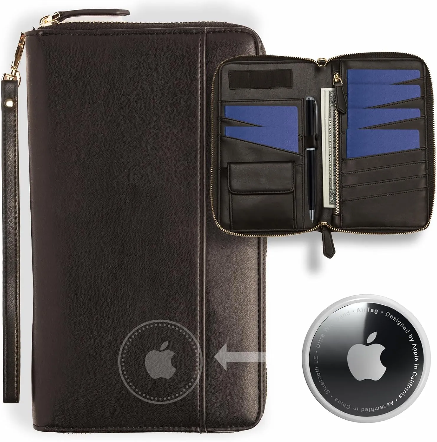 Travel Document Organizer - RFID Passport Wallet Case Family Holder Id Wristlet