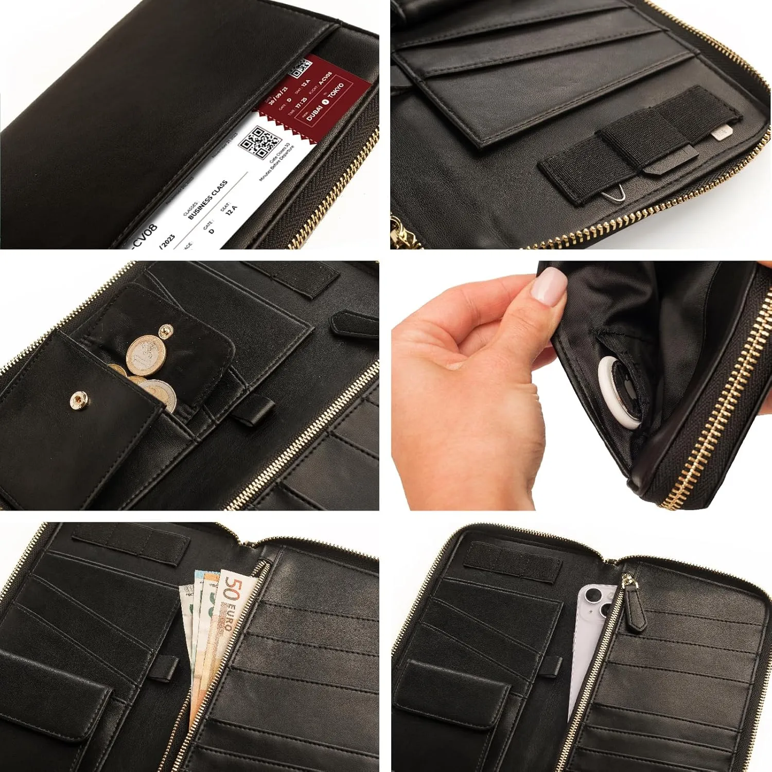 Travel Document Organizer - RFID Passport Wallet Case Family Holder Id Wristlet