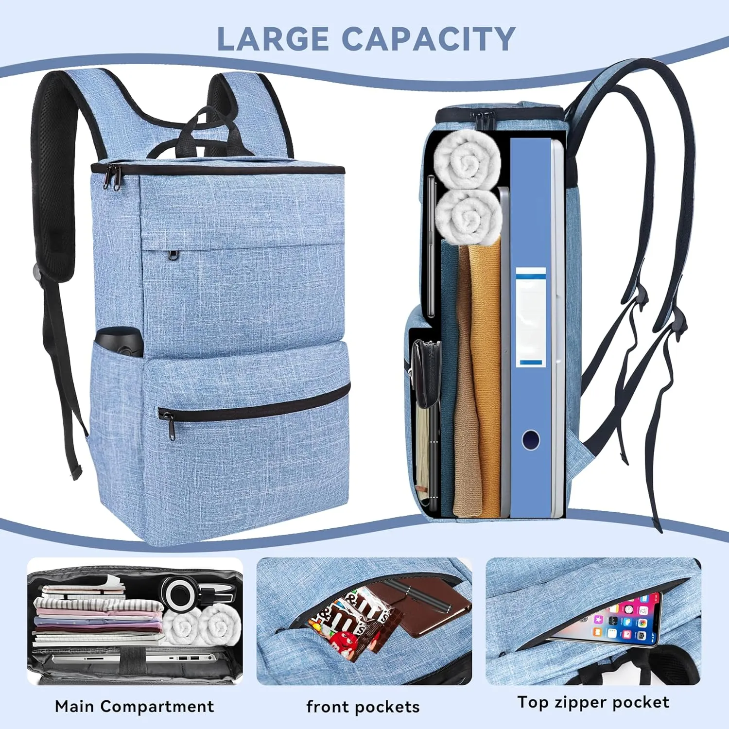 Travel Laptop Backpack, Business Backpack,Work Backpack Airline Approved for Men & Women 40L Water Resistant Laptop Bag Fits 17&14 Inch Laptop for Commuter Lightweight Work Bag Business Travel (blue)