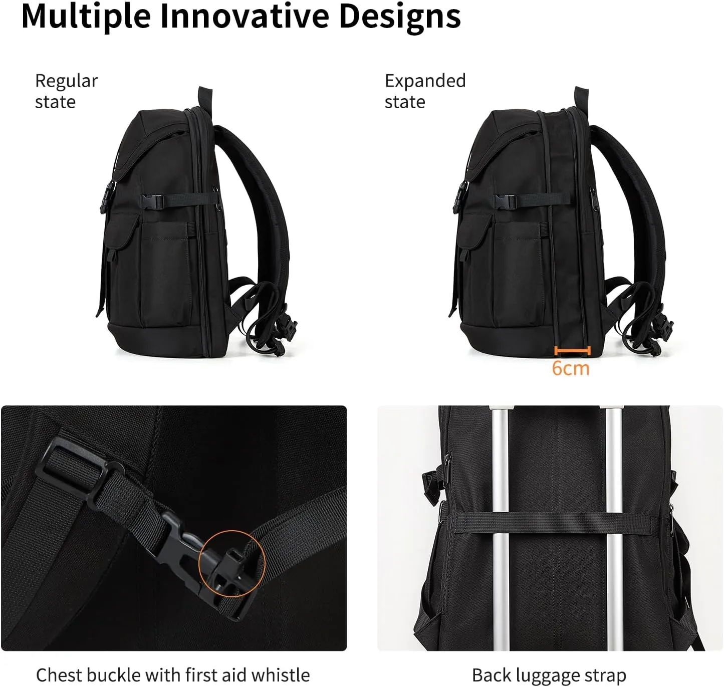 Travel Laptop Backpack for Men Women, Large School BackpackFit 17 Inch Laptop, Carry on Backpack for Airplanes, Water Resistant & Comfortable College Computer Backpack(Obsidian Black)