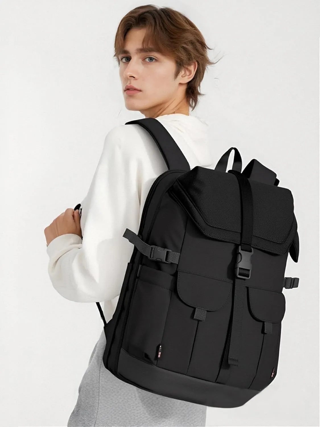 Travel Laptop Backpack for Men Women, Large School BackpackFit 17 Inch Laptop, Carry on Backpack for Airplanes, Water Resistant & Comfortable College Computer Backpack(Obsidian Black)