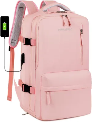 Travel laptop Backpack For Women Airline Approved, Carry On Backpack for 16 inch laptop with shoe compartment (pink)