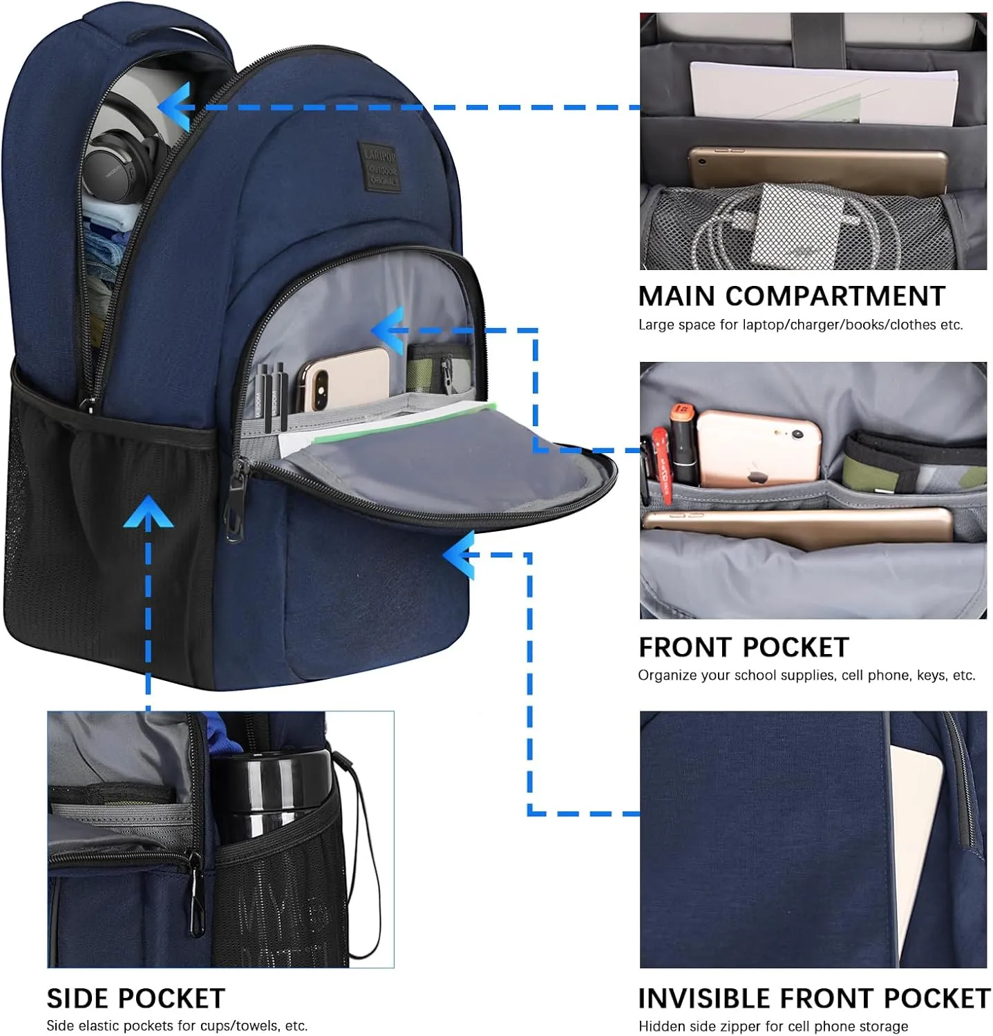 Travel Laptop Backpack,15.6 Inch Business Laptop backpack for Men Women with USB Charging Port,Water-Resistant Laptopack Weekender Daypack for Work College Computer