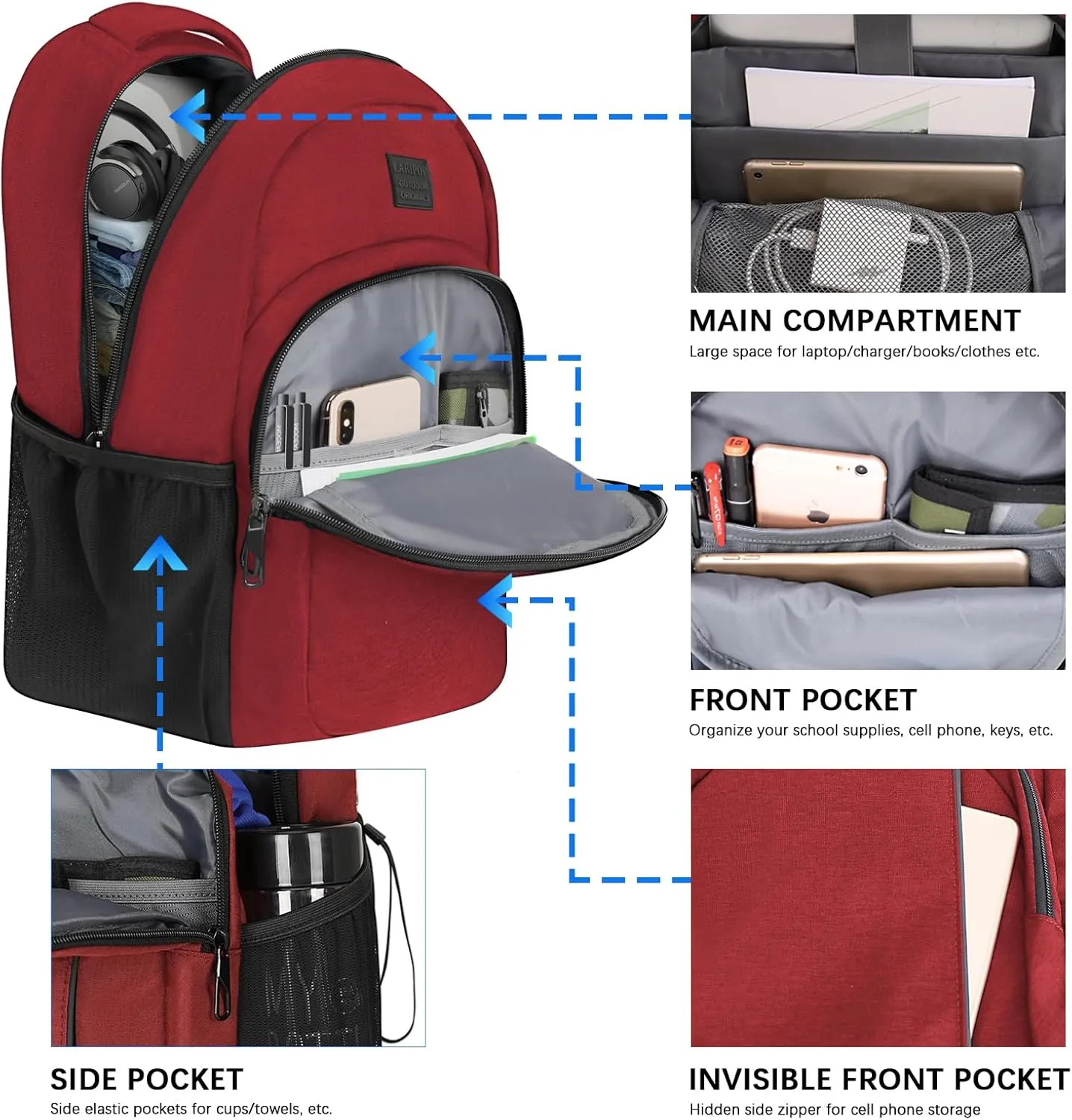 Travel Laptop Backpack,15.6 Inch Business Laptop backpack for Men Women with USB Charging Port,Water-Resistant Laptopack Weekender Daypack for Work College Computer