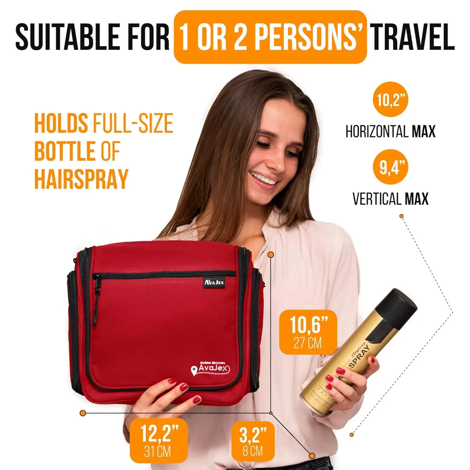 Travel Toiletry Bag for Men and Women - Large Hanging Toiletry Organizer - Waterproof Hygiene Bag with Metal XXL Swivel Hook, with YKK Zippers and 19 Compartments for Toiletries, Makeup, Cosmetics