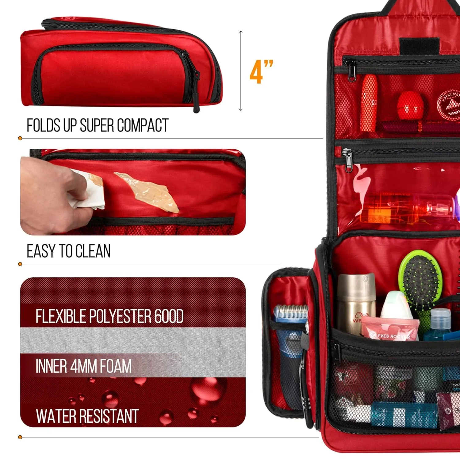 Travel Toiletry Bag for Men and Women - Large Hanging Toiletry Organizer - Waterproof Hygiene Bag with Metal XXL Swivel Hook, with YKK Zippers and 19 Compartments for Toiletries, Makeup, Cosmetics