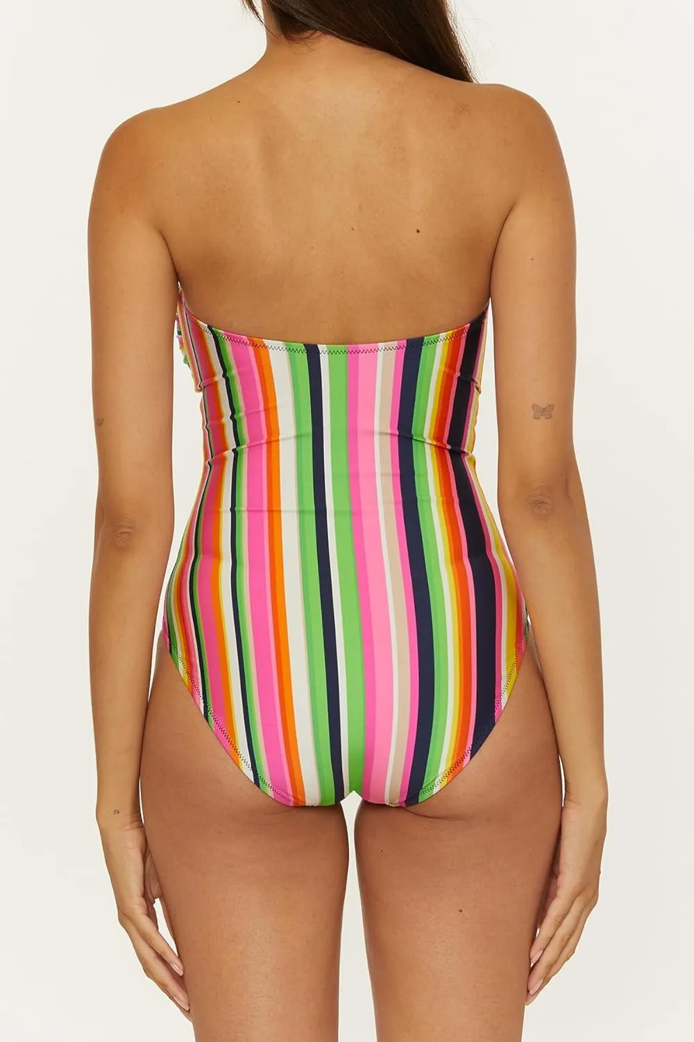 Trina Turk Women's Anniversary Stripe Bandeau One Piece Swimsuit, Adjustable, Bathing Suits