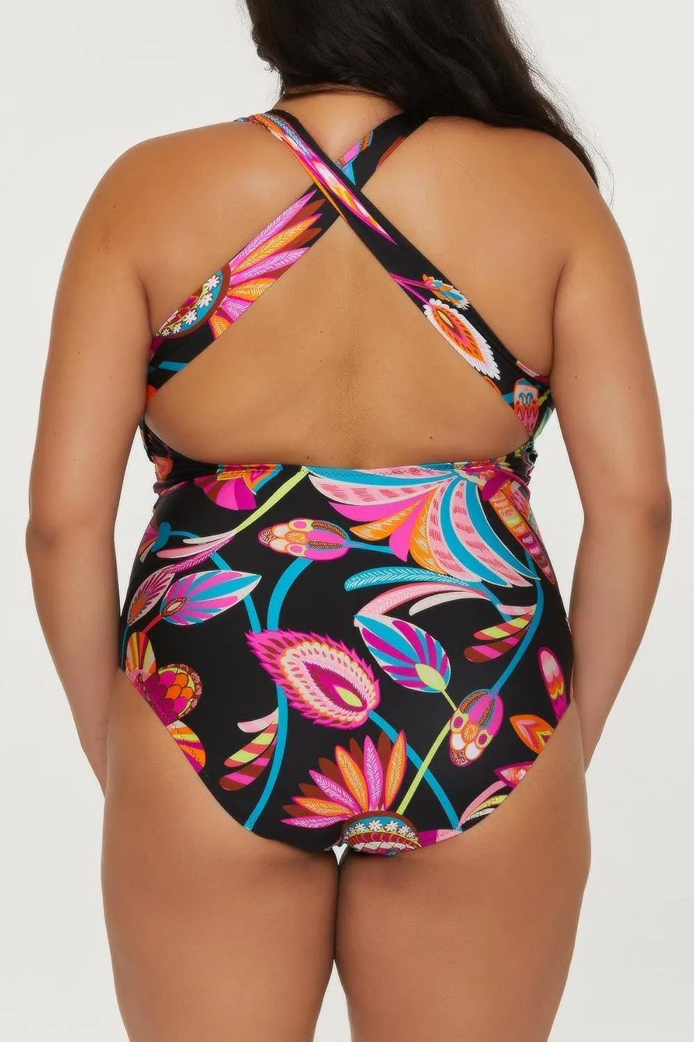 Trina Turk Women's Luminary One Piece Swimsuit, Floral Print, Adjustable, Bathing Suits