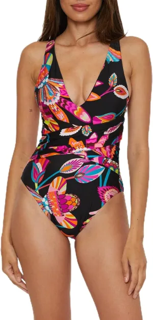 Trina Turk Women's Luminary One Piece Swimsuit, Floral Print, Adjustable, Bathing Suits