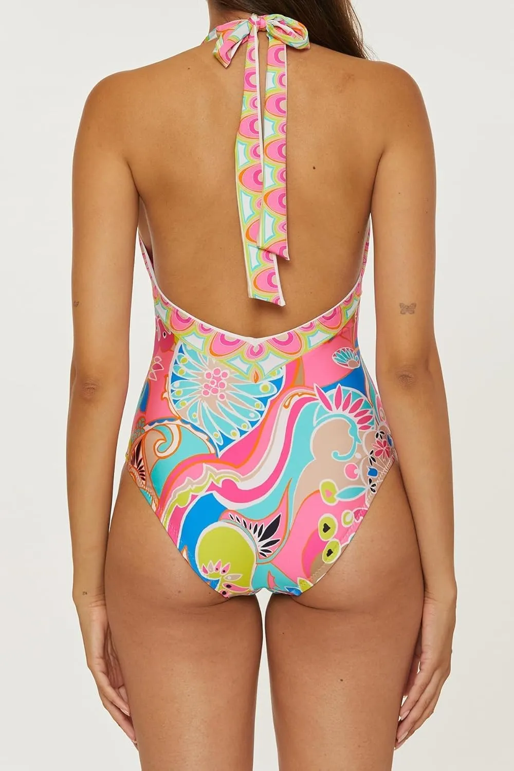 Trina Turk Women's Meilani One Piece Swimsuit, Plunge Neck, Floral Print, Bathing Suits