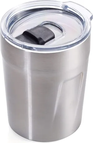 Troika Espresso Double Wall Insulation Vacuum Mug - Max 160ml - Lid (BPA Free) Locking Slider, Spill Proof - 201 and 304 Stainless Steel