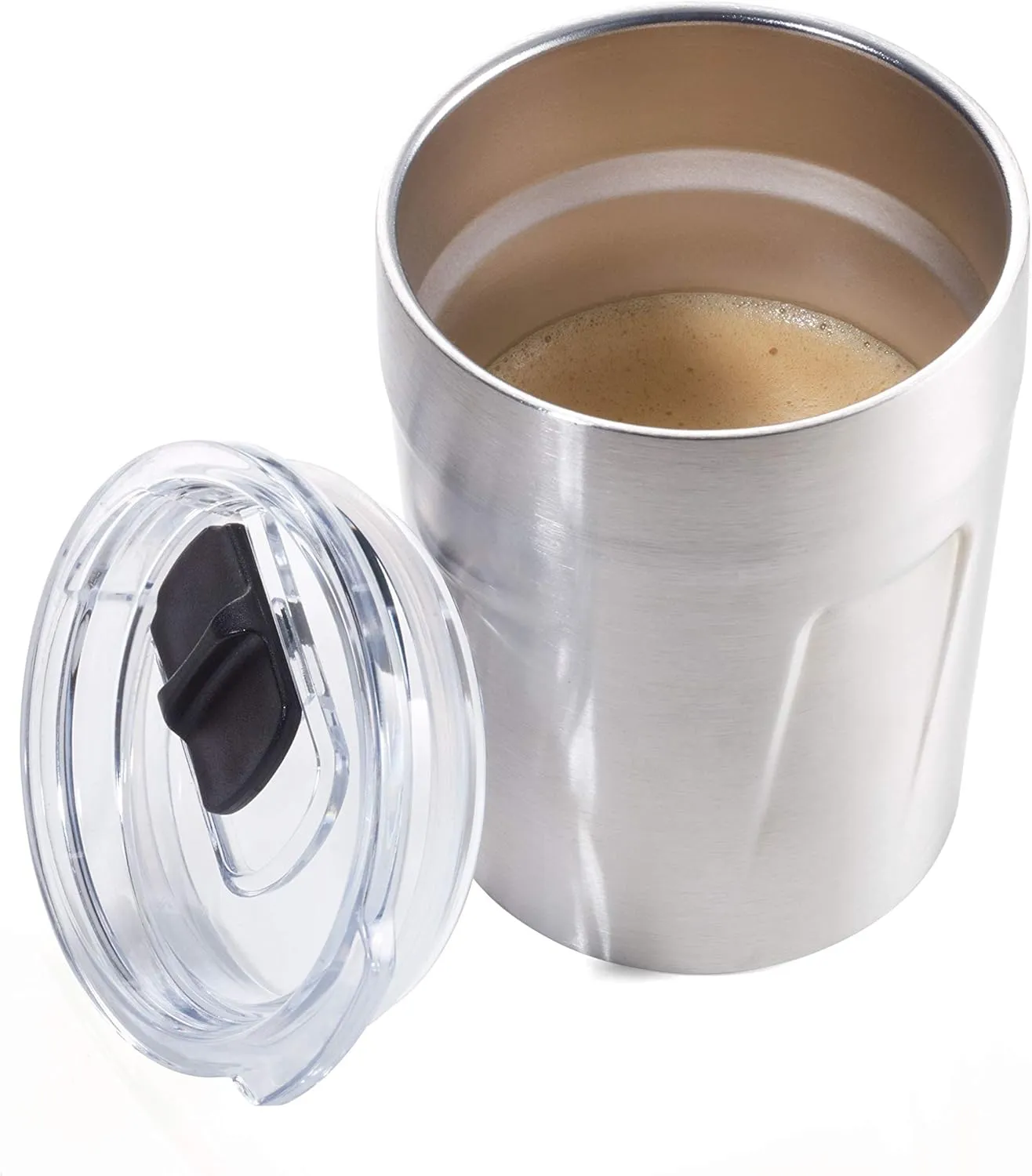 Troika Espresso Double Wall Insulation Vacuum Mug - Max 160ml - Lid (BPA Free) Locking Slider, Spill Proof - 201 and 304 Stainless Steel