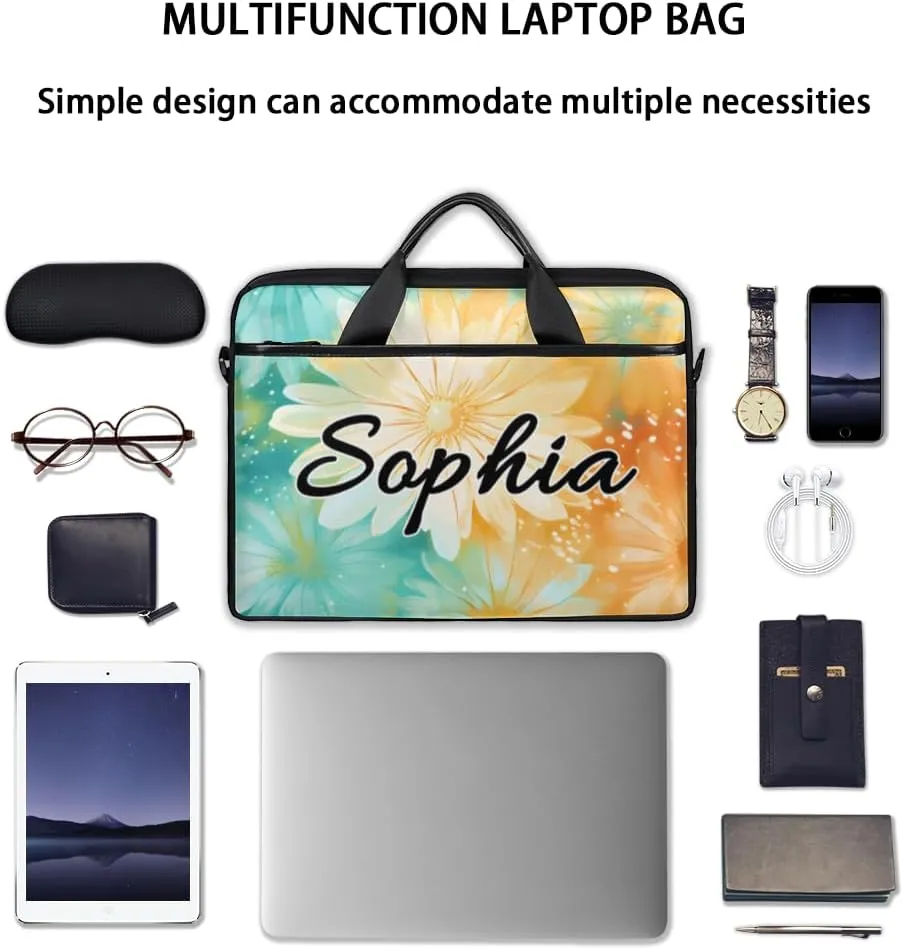 TropicalLife Personalized Laptop Bag 15 Inch Custom Sleeve Case with Handle Shoulder Strap Computer Messenger Bag