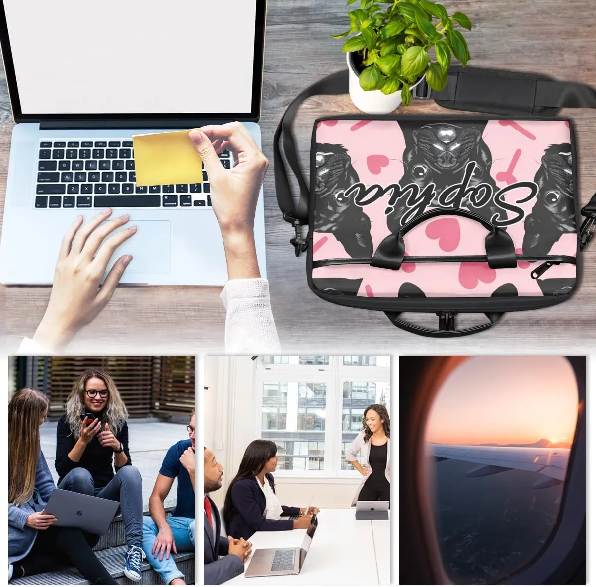 TropicalLife Personalized Laptop Bag 15 Inch Custom Sleeve Case with Handle Shoulder Strap Computer Messenger Bag