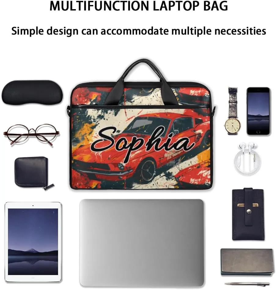 TropicalLife Personalized Laptop Bag 15 Inch Custom Sleeve Case with Handle Shoulder Strap Computer Messenger Bag