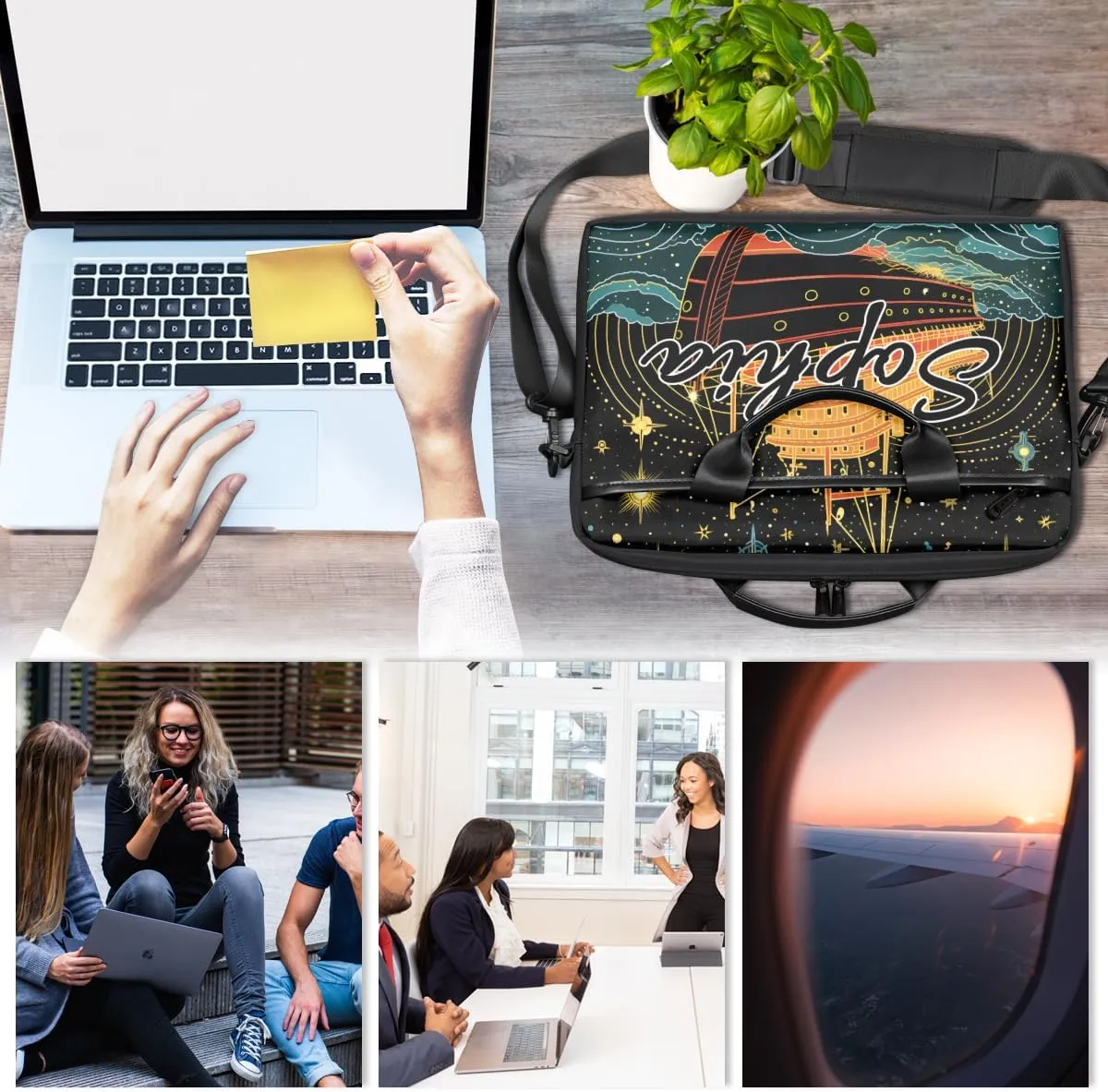 TropicalLife Personalized Laptop Bag 15 Inch Custom Sleeve Case with Handle Shoulder Strap Computer Messenger Bag
