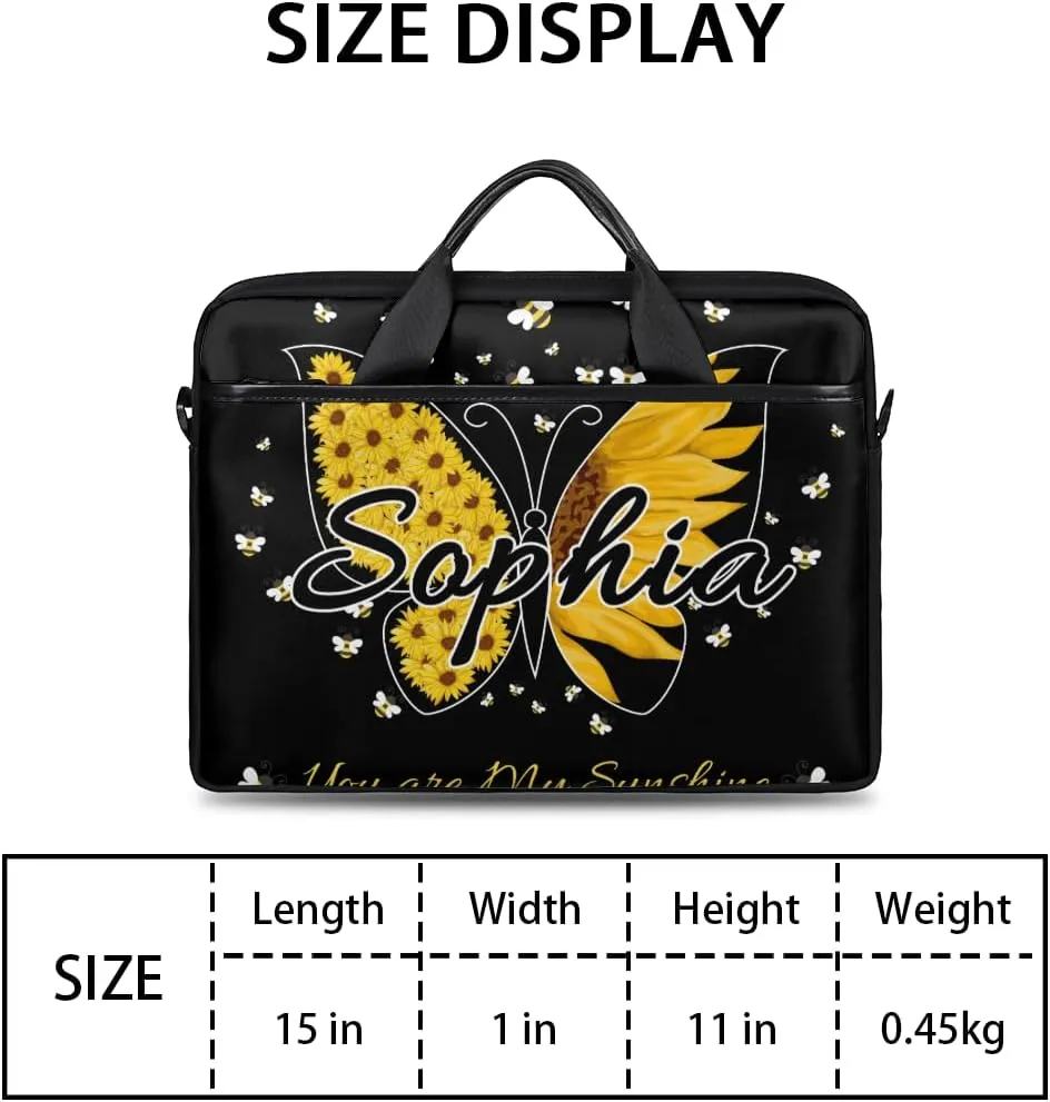 TropicalLife Personalized Laptop Bag 15 Inch Custom Sleeve Case with Handle Shoulder Strap Computer Messenger Bag