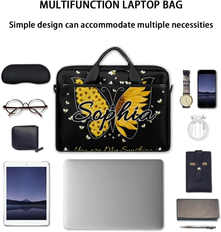 TropicalLife Personalized Laptop Bag 15 Inch Custom Sleeve Case with Handle Shoulder Strap Computer Messenger Bag