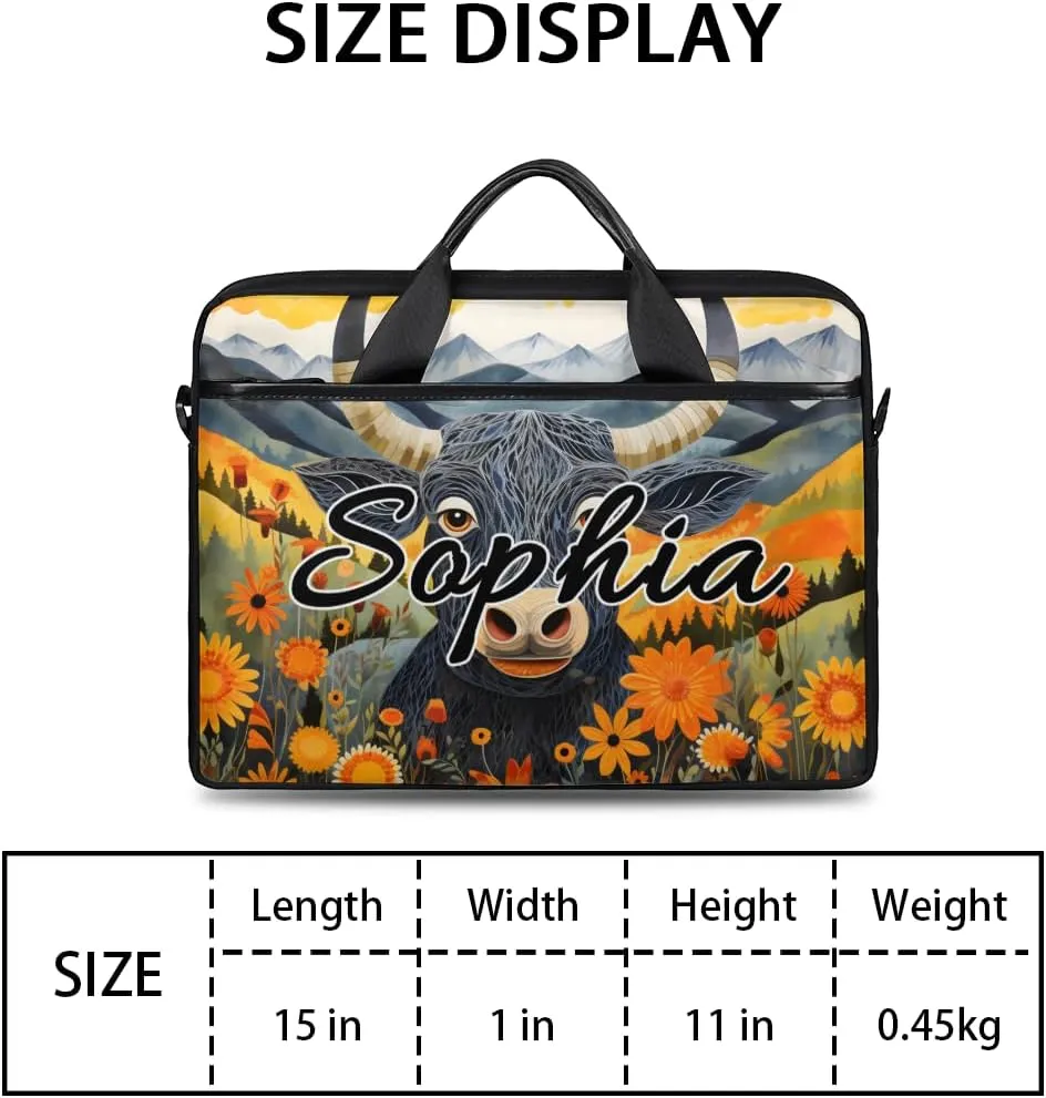 TropicalLife Personalized Laptop Bag 15 Inch Custom Sleeve Case with Handle Shoulder Strap Computer Messenger Bag