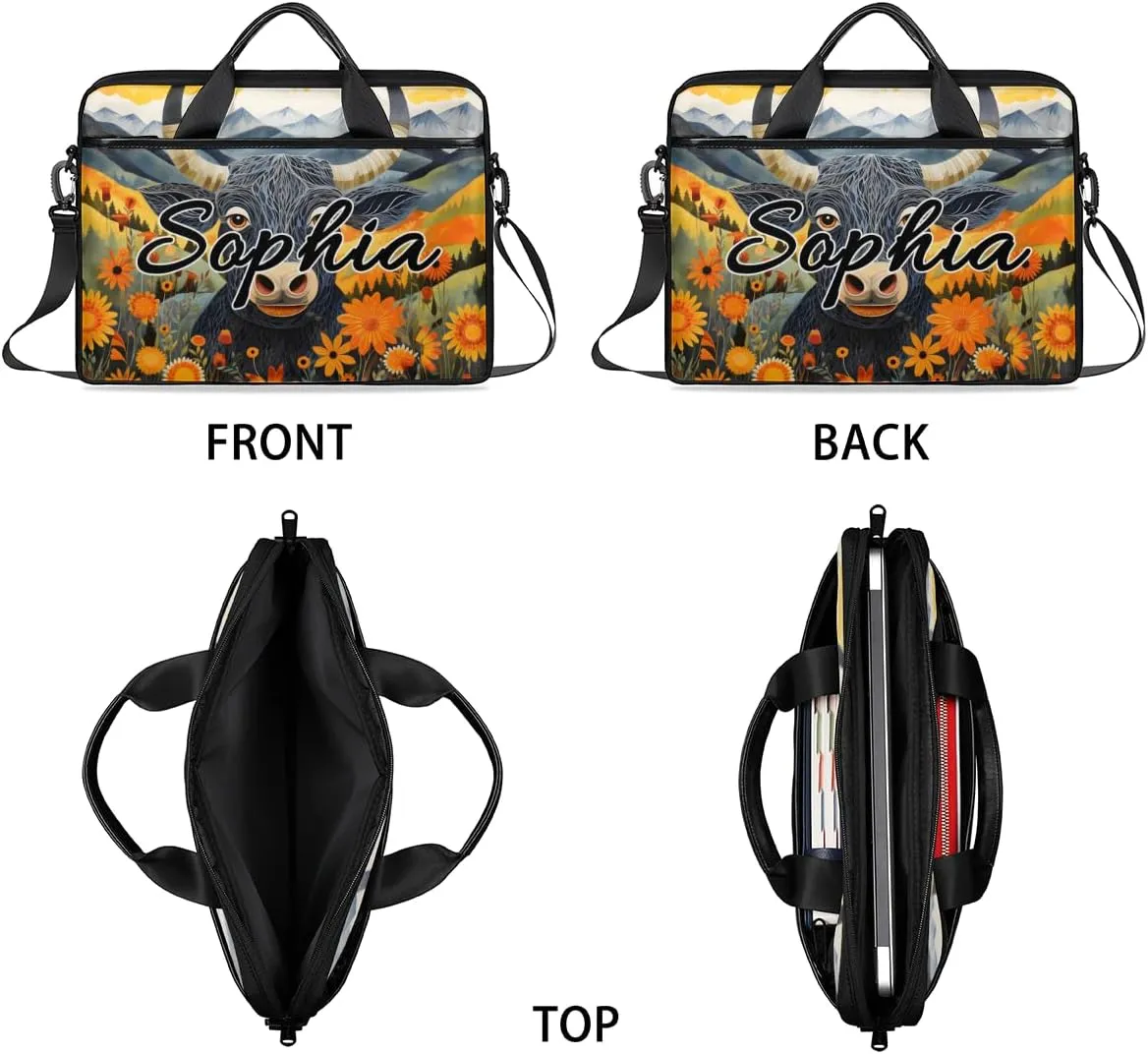 TropicalLife Personalized Laptop Bag 15 Inch Custom Sleeve Case with Handle Shoulder Strap Computer Messenger Bag
