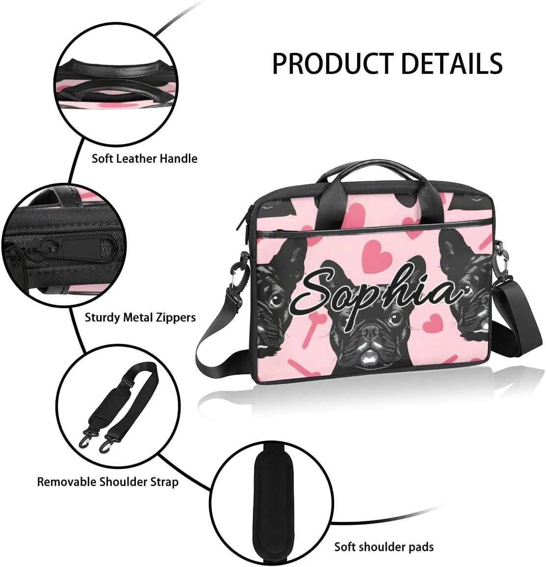 TropicalLife Personalized Laptop Bag 15 Inch Custom Sleeve Case with Handle Shoulder Strap Computer Messenger Bag