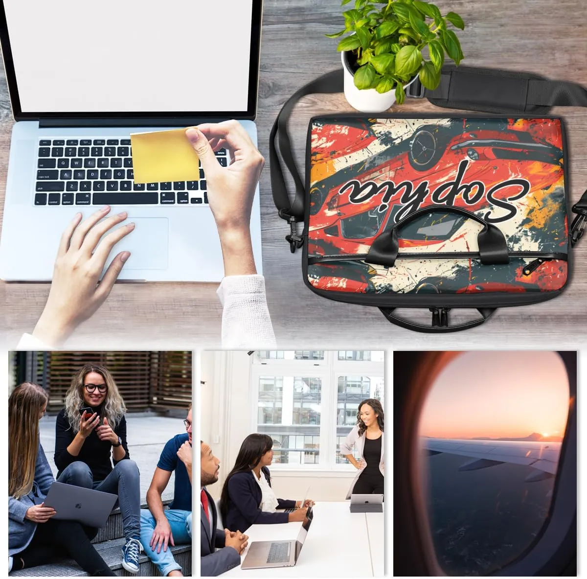 TropicalLife Personalized Laptop Bag 15 Inch Custom Sleeve Case with Handle Shoulder Strap Computer Messenger Bag
