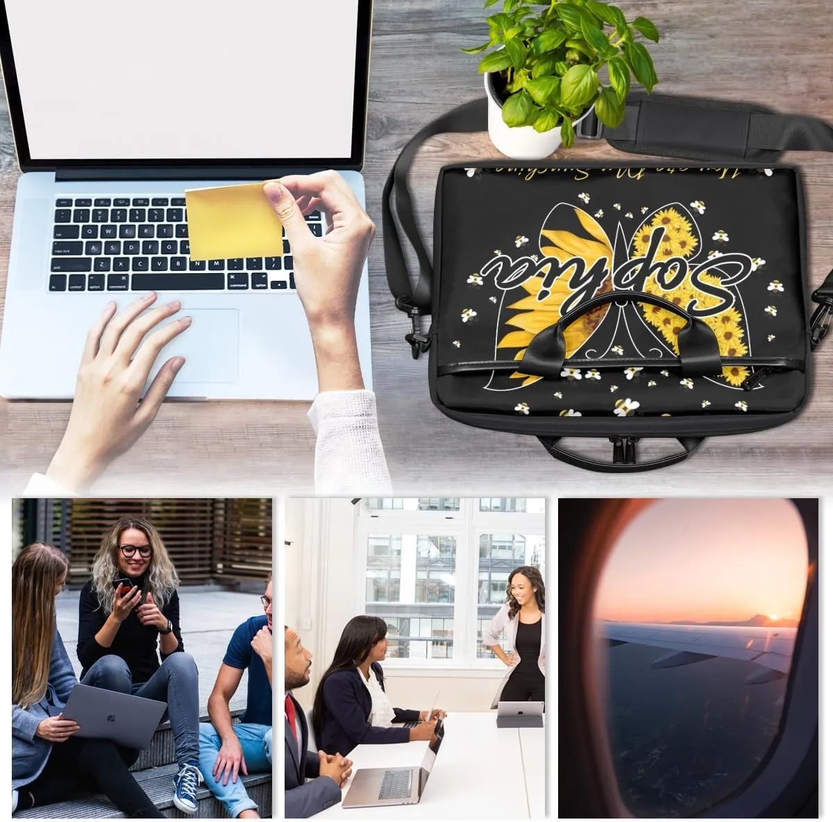 TropicalLife Personalized Laptop Bag 15 Inch Custom Sleeve Case with Handle Shoulder Strap Computer Messenger Bag