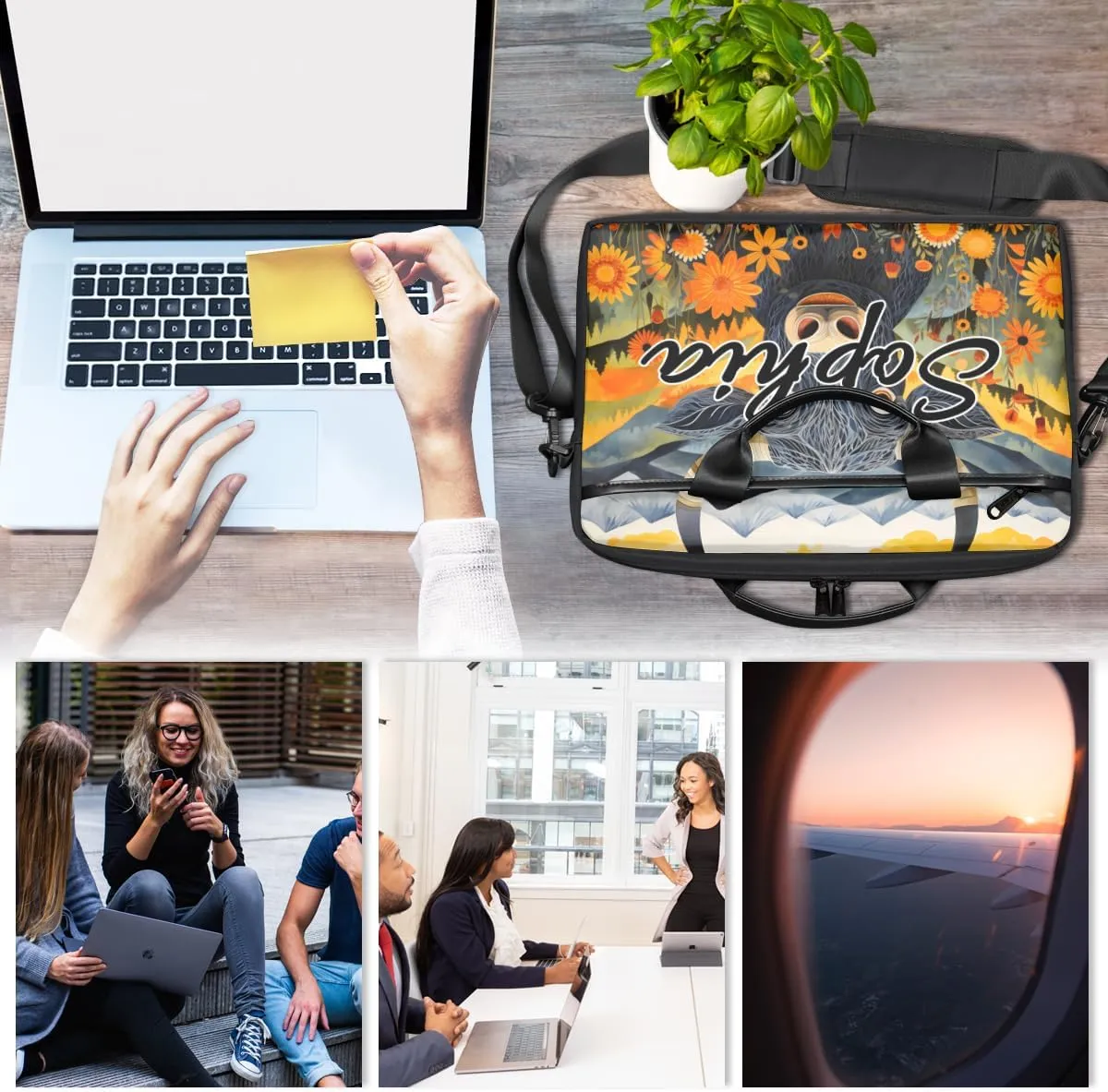 TropicalLife Personalized Laptop Bag 15 Inch Custom Sleeve Case with Handle Shoulder Strap Computer Messenger Bag