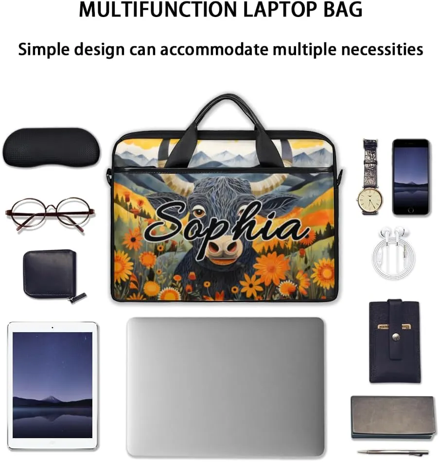 TropicalLife Personalized Laptop Bag 15 Inch Custom Sleeve Case with Handle Shoulder Strap Computer Messenger Bag