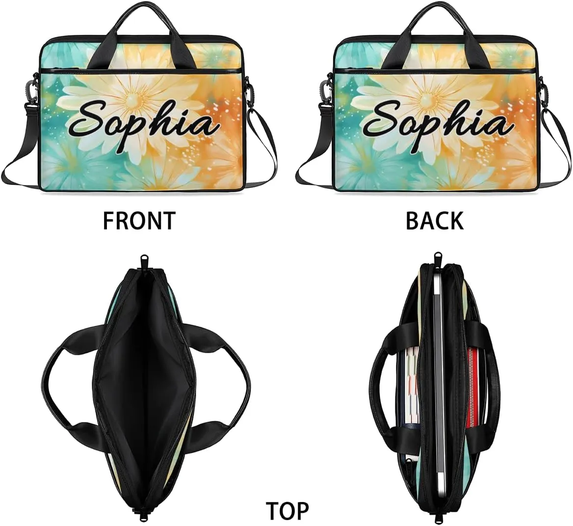 TropicalLife Personalized Laptop Bag 15 Inch Custom Sleeve Case with Handle Shoulder Strap Computer Messenger Bag