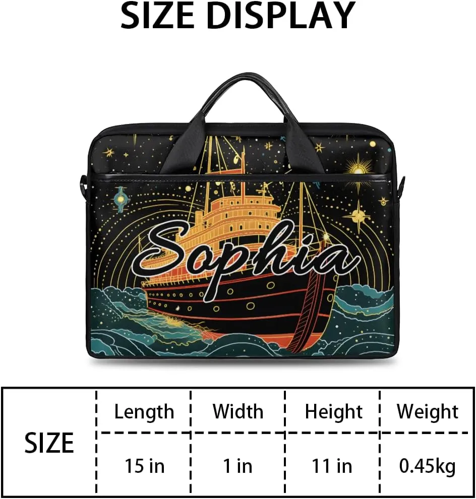TropicalLife Personalized Laptop Bag 15 Inch Custom Sleeve Case with Handle Shoulder Strap Computer Messenger Bag