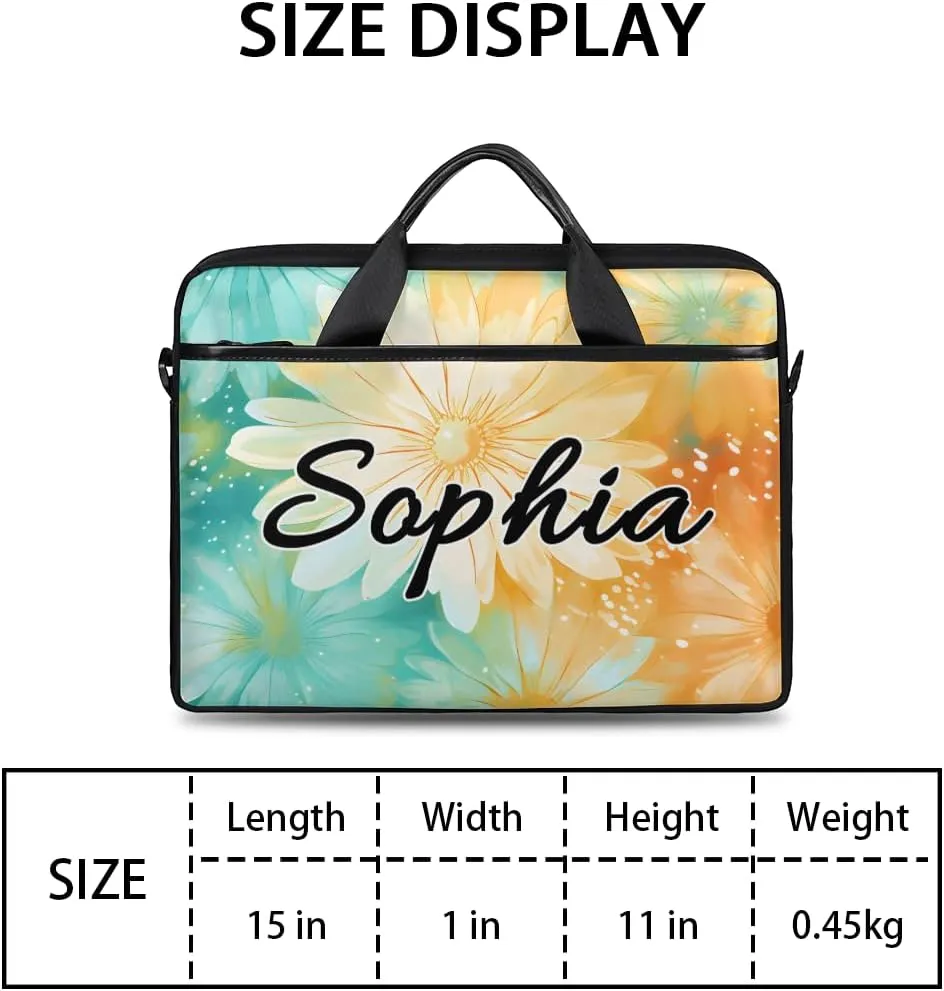 TropicalLife Personalized Laptop Bag 15 Inch Custom Sleeve Case with Handle Shoulder Strap Computer Messenger Bag