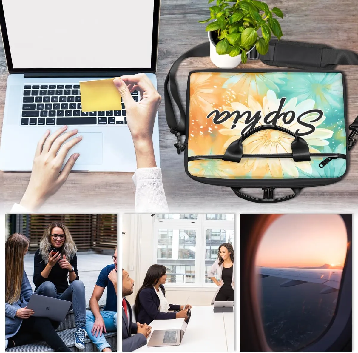 TropicalLife Personalized Laptop Bag 15 Inch Custom Sleeve Case with Handle Shoulder Strap Computer Messenger Bag
