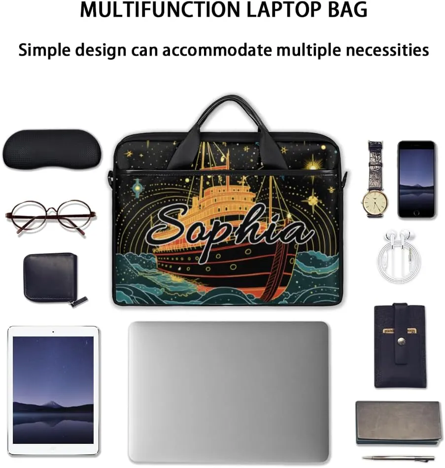 TropicalLife Personalized Laptop Bag 15 Inch Custom Sleeve Case with Handle Shoulder Strap Computer Messenger Bag