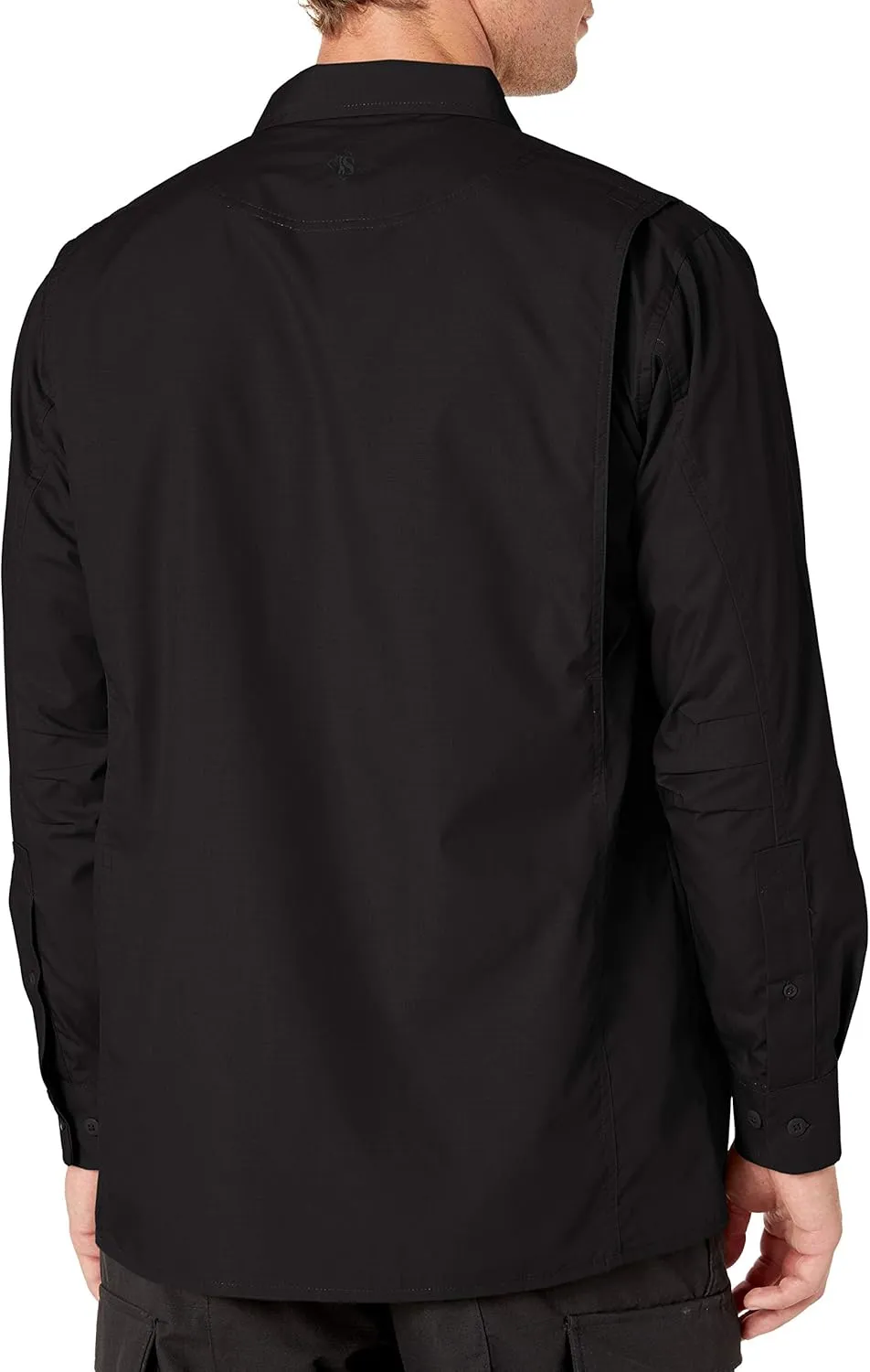 TRU-SPEC 24-7 1051002 Men's Ultralight Long Sleeve Uniform Shirt, Polyester Cotton Rip-Stop, X-Small Regular, Black