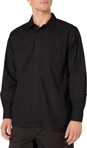 TRU-SPEC 24-7 1051002 Men's Ultralight Long Sleeve Uniform Shirt, Polyester Cotton Rip-Stop, X-Small Regular, Black